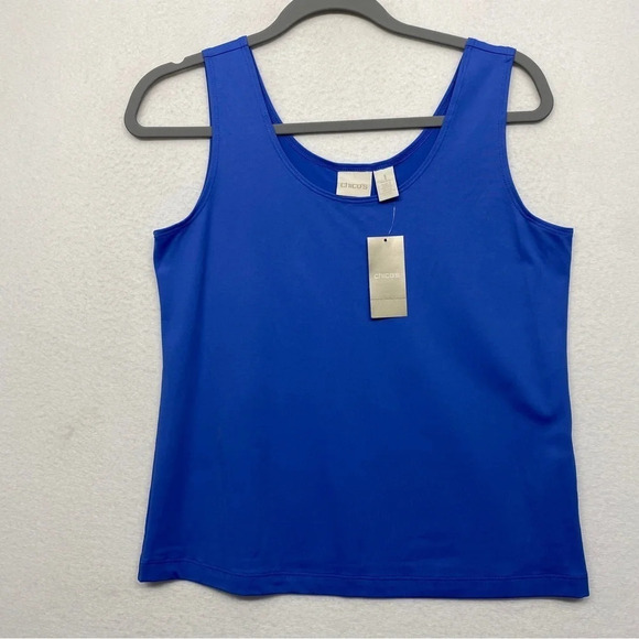 NWT Chico's Microfiber Contemporary Tank Shell Cami Gulfstream Blue 1P S Petite - Picture 1 of 5